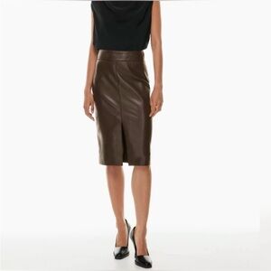 Babaton Elegant Brown faux Leather Skirt